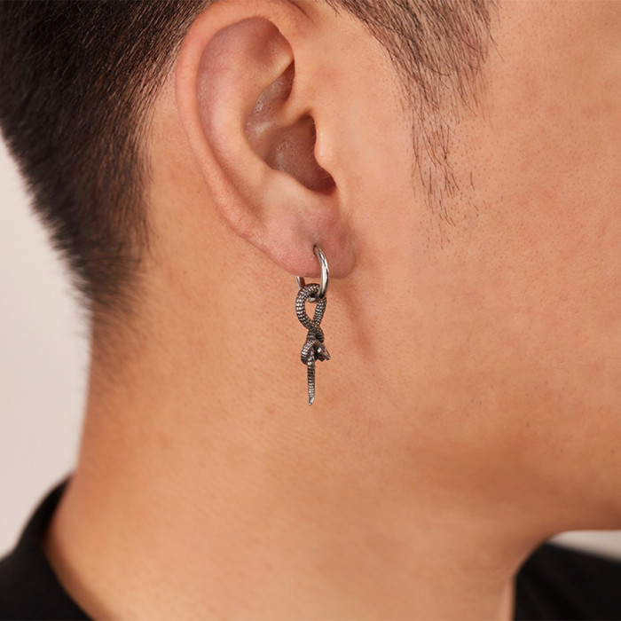 Wholesale Stainless Steel Twisted Snake Earrings