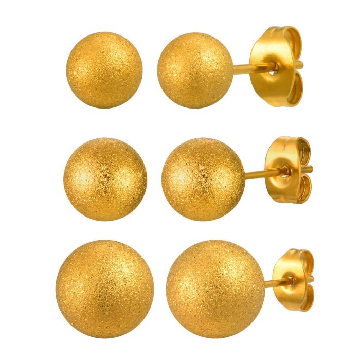 Wholesale Stainless Steel Brushed Bead Earrings