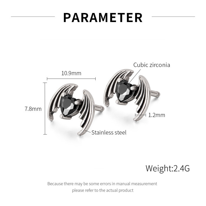 Wholesale Stainless Steel Winged Zirconia Earrings