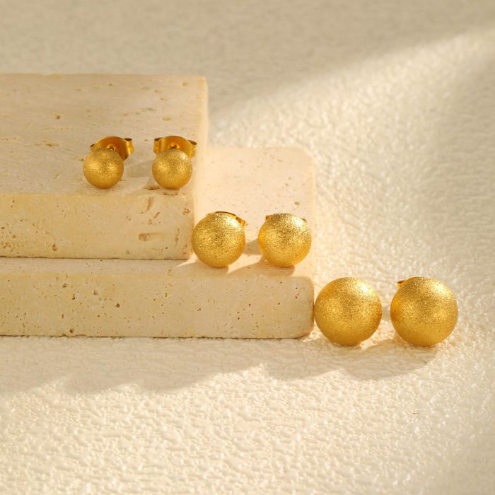 Wholesale Stainless Steel Brushed Bead Earrings