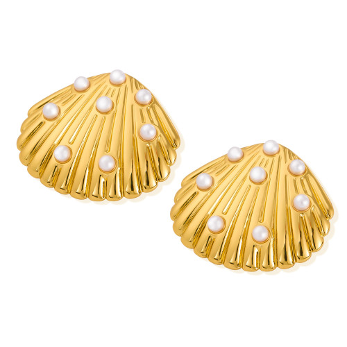 Wholesale Stainless Steel Shell Pearl Earrings