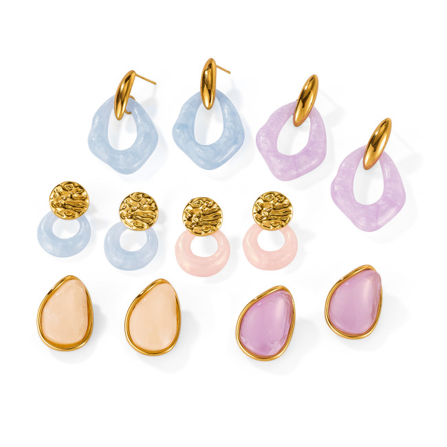 Wholesale Stainless Steel Colored Resin Earrings