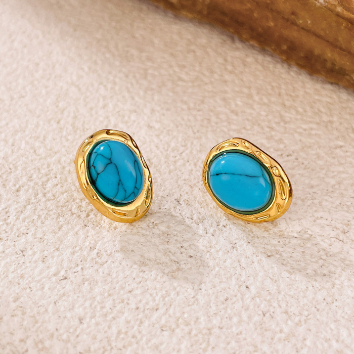 Wholesale Stainless Steel Turquoise Fashion Earrings