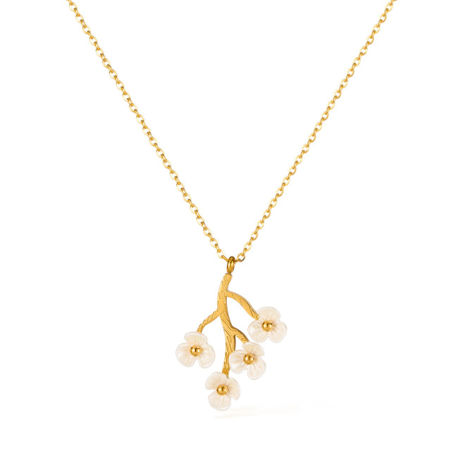 Wholesale Stainless Steel Flower Branch Necklace