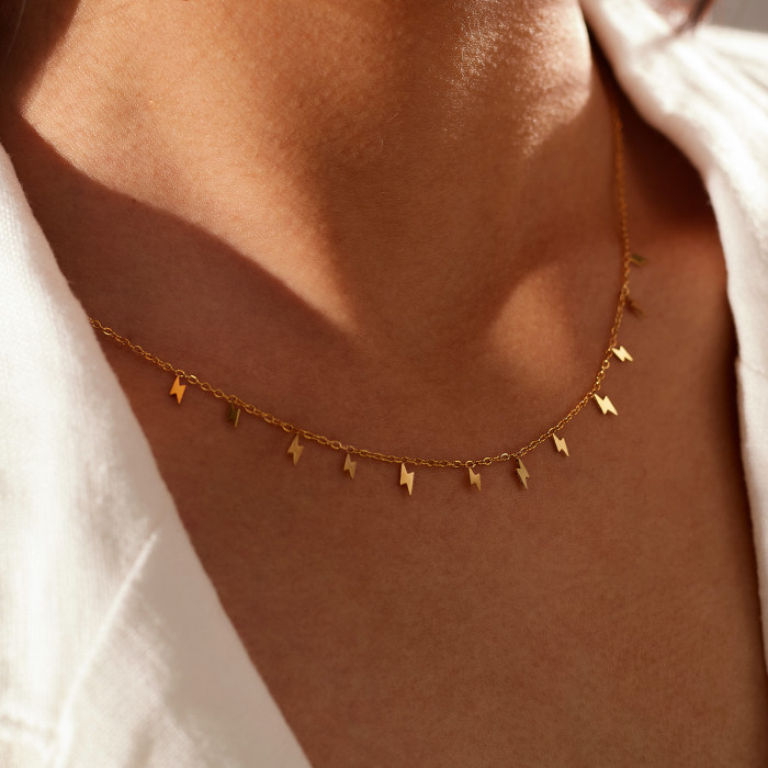 Wholesale Stainless Steel Lightning INS Style Necklace
