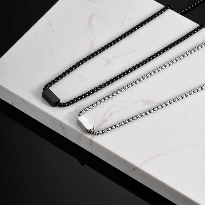 Wholesale Stainless Steel Square Bead Necklace