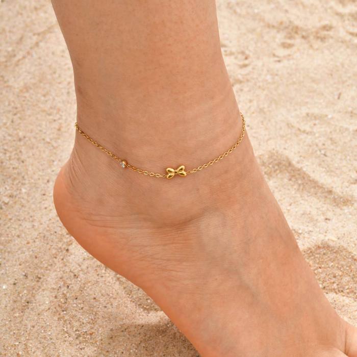 Wholesale Stainless Steel Ribbon Zirconia Anklet
