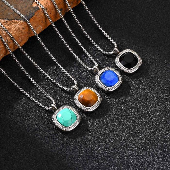 Wholesale Stainless Steel Men's Stone Pendant