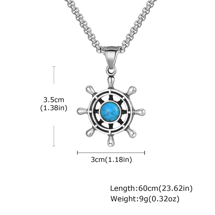 Wholesale Stainless Steel Ship Wheel Pendant Necklace