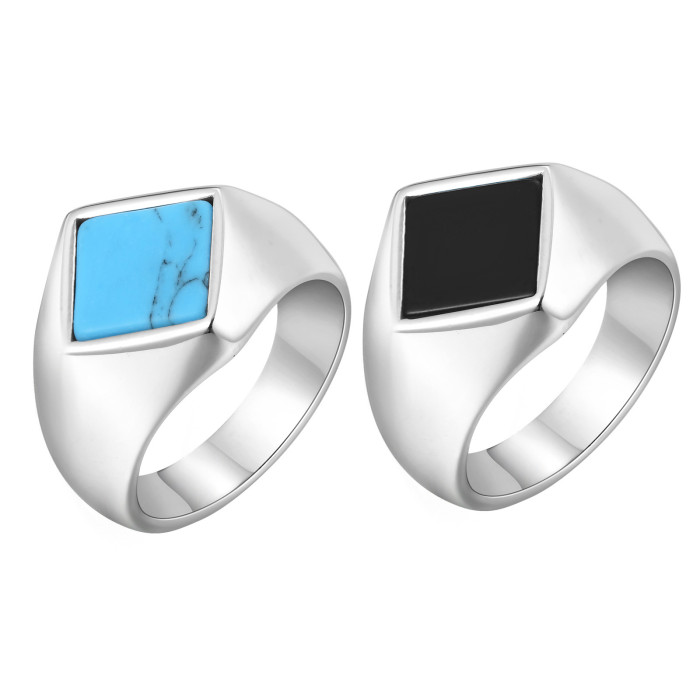Wholesale Stainless Steel Square Stone Rings