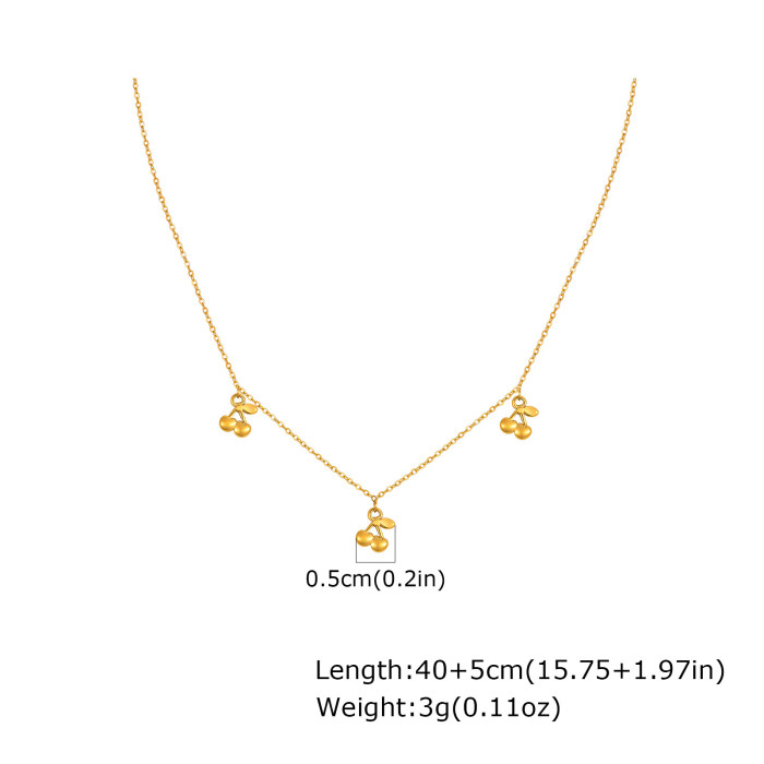 Wholesale Stainless Steel Cherry Necklace