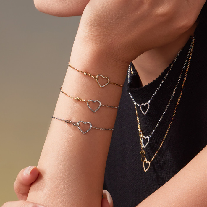 Wholesale Stainless Steel Infinity Love Bracelet Necklace
