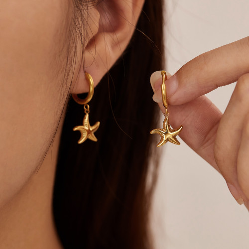 Wholesale Stainless Steel Starfish Hoop Earrings