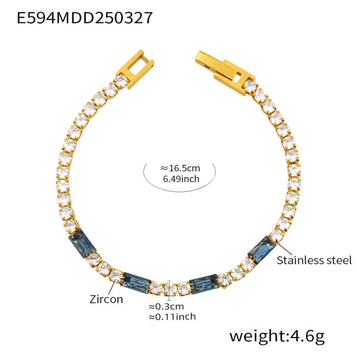 Wholesale Steel Square Multicolor CZ Bracelet