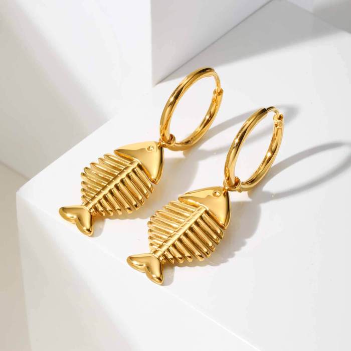 Wholesale Stainless Steel Fishbone Earrings