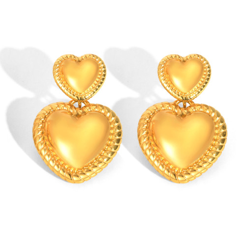Wholesale Stainless Steel Golden Heart Earrings