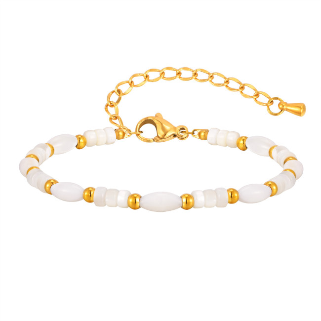 Wholesale Stainless Steel White Shell Beaded Bracelet