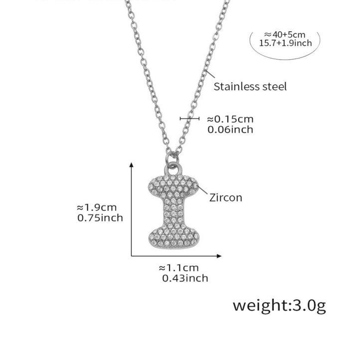 Wholesale Stainless Steel 5A CZ Initial Necklace