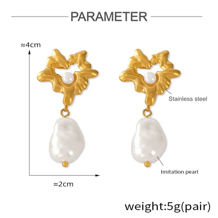 Wholesale Stainless Steel Shell Bead Dangle Earrings