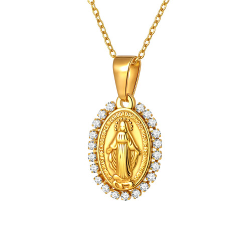 Wholesale Stainless Steel Zirconia Madonna Pendant