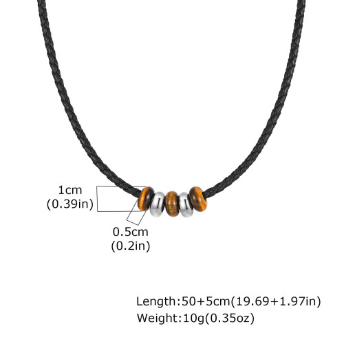 Wholesale Stainless Steel Tiger Eye Beaded Necklace