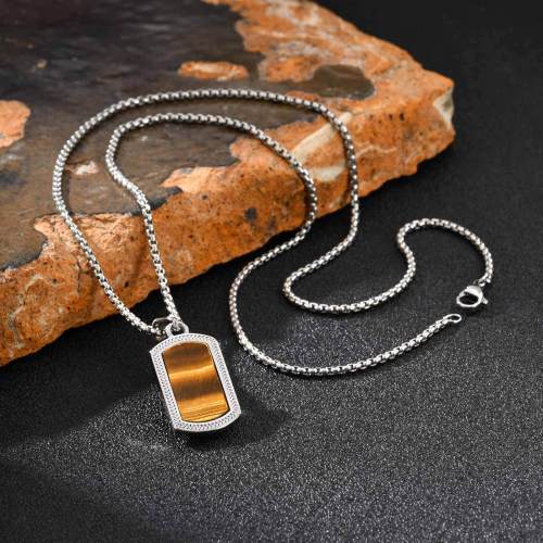 Wholesale Stainless Steel Tiger Eye Stone Pendant