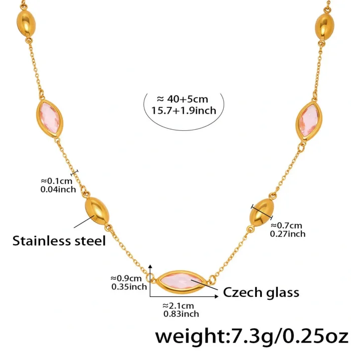 Wholesale Stainless Steel Glass Stone Necklace