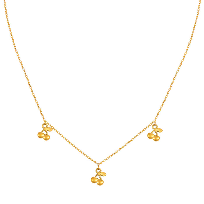 Wholesale Stainless Steel Cherry Necklace