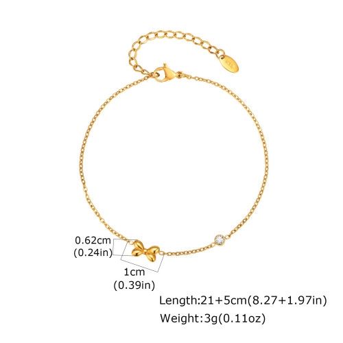 Wholesale Stainless Steel Ribbon Zirconia Anklet