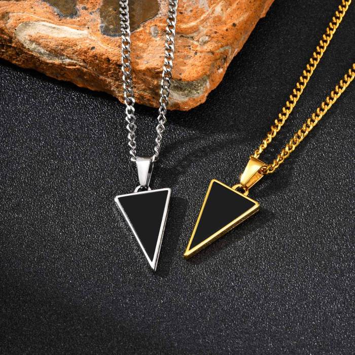 Wholesale Stainless Steel Triangle Onyx Pendant