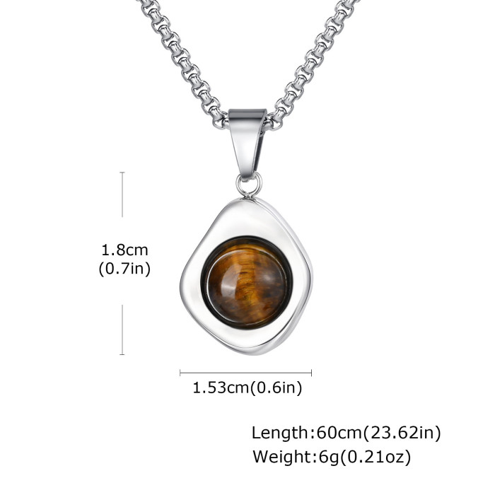 Wholesale Stainless Steel Tiger Eye Agate Stone Pendant