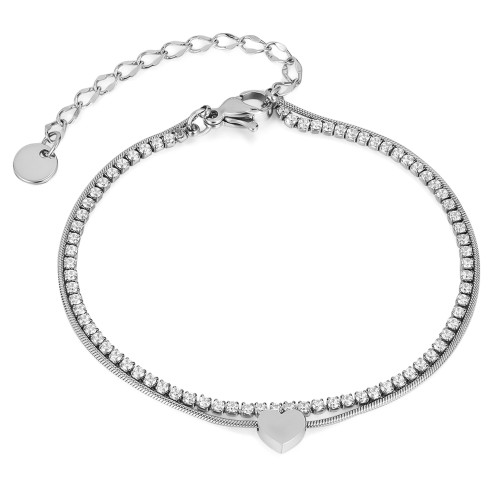 Wholesale Stainless Steel Rhinestone Stacking Bracelet