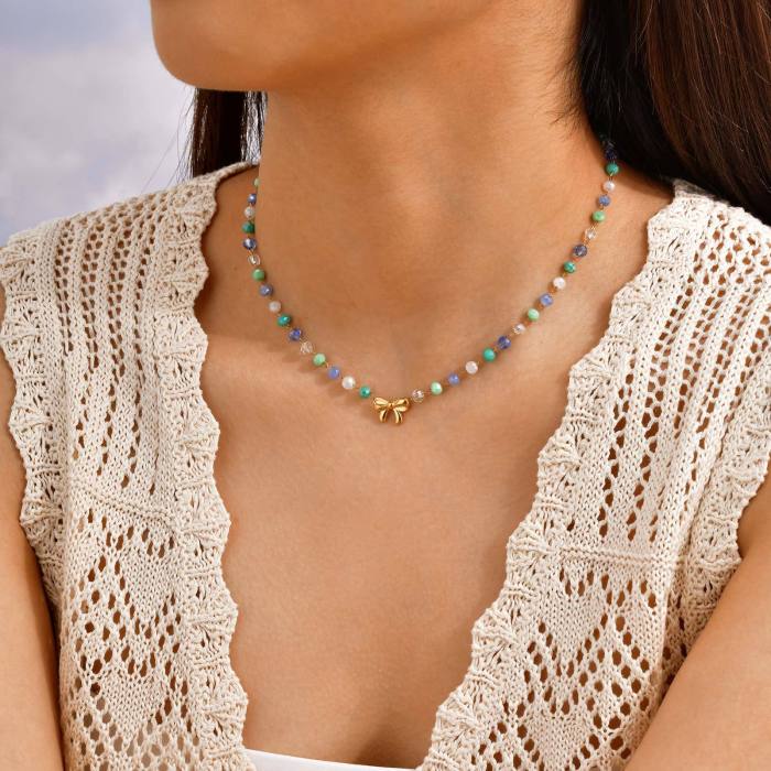 Wholesale Stainless Steel Ribbon Bead Necklace