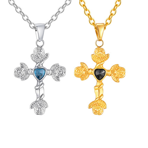 Wholesale Stainless Steel Rose Cross Pendant