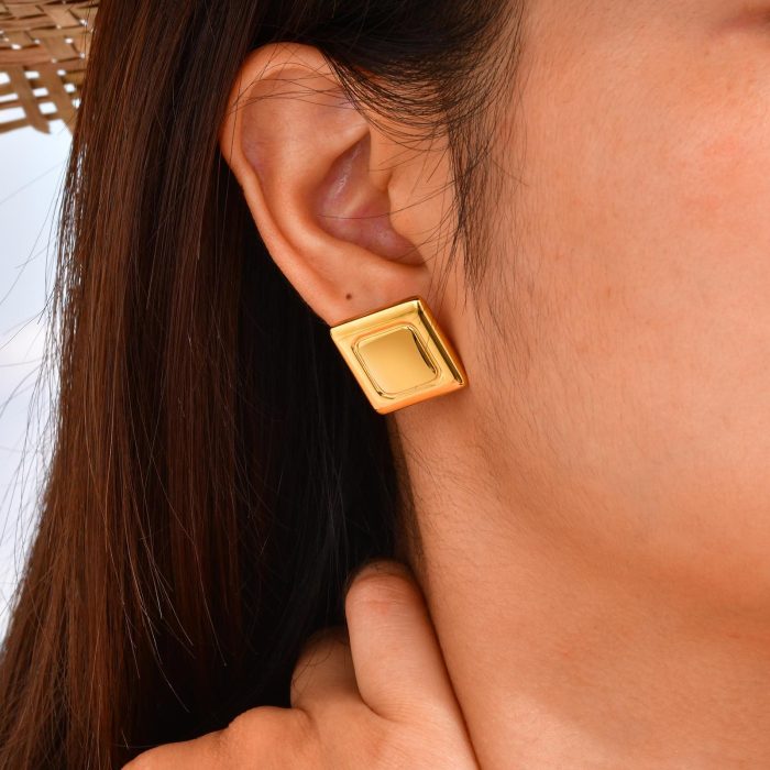 Wholesale Stainless Steel Square Stud Earrings