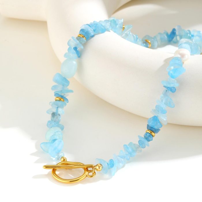 Wholesale Stainless Steel Irregular Stones Necklace
