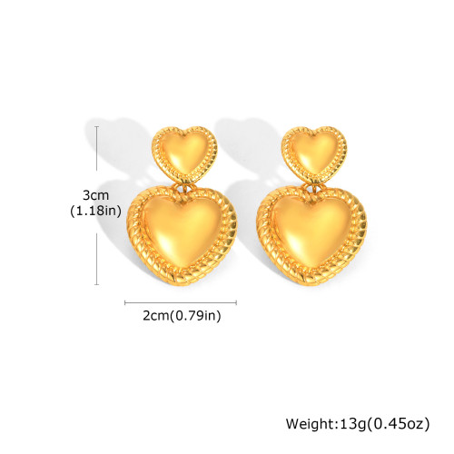 Wholesale Stainless Steel Golden Heart Earrings