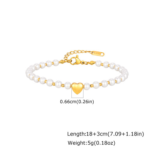 Wholesale Stainless Steel Heart Imitation Pearl Bracelet