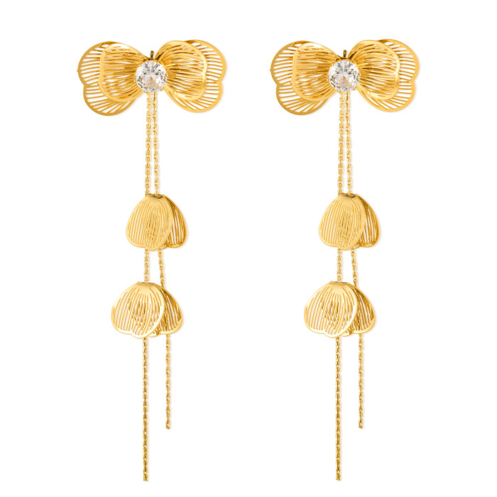 Wholesale Stainless Steel Butterfly Tassel Earrings