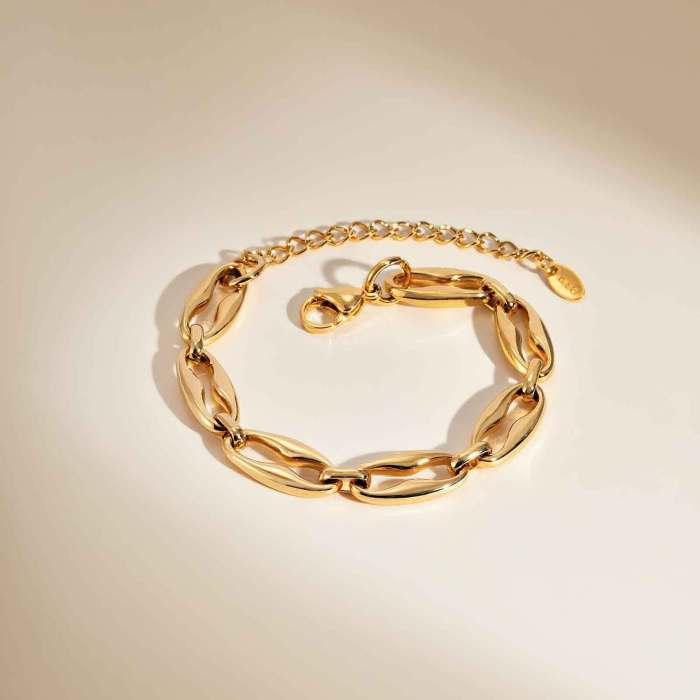 Wholesale Stainless Steel Chunky Gold Bracelet