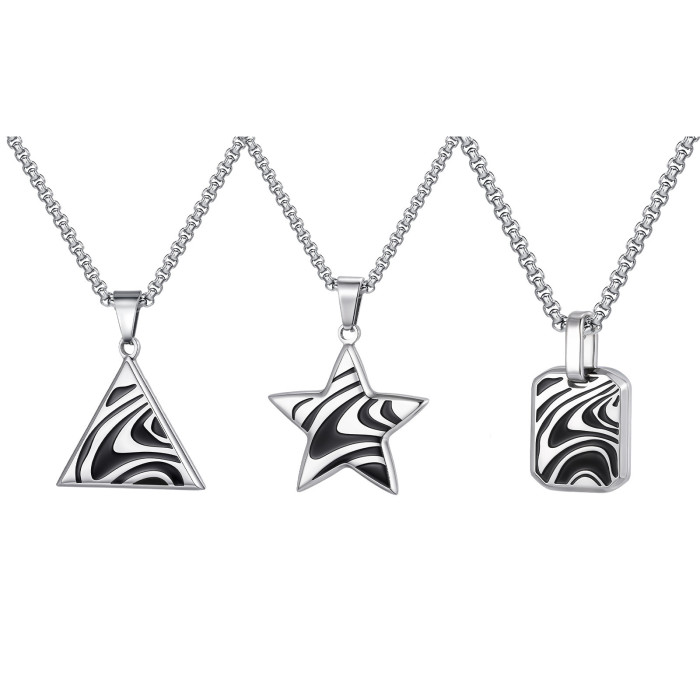 Wholesale Stainless Steel Black Wave Pendant