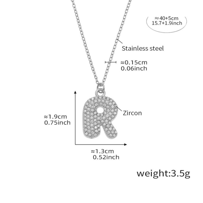 Wholesale Stainless Steel 5A CZ Initial Necklace