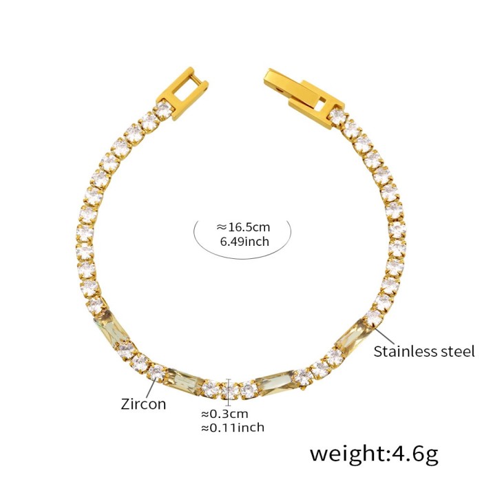 Wholesale Steel Square Multicolor CZ Bracelet