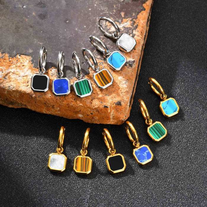 Wholesale Stainless Steel Tiger Eye Earrings