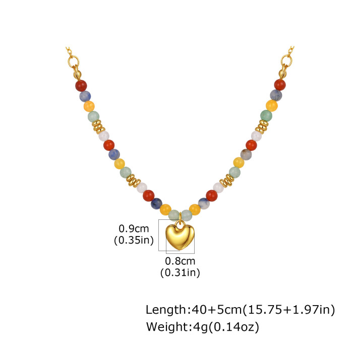Wholesale Stainless Steel Colored Stone Necklace