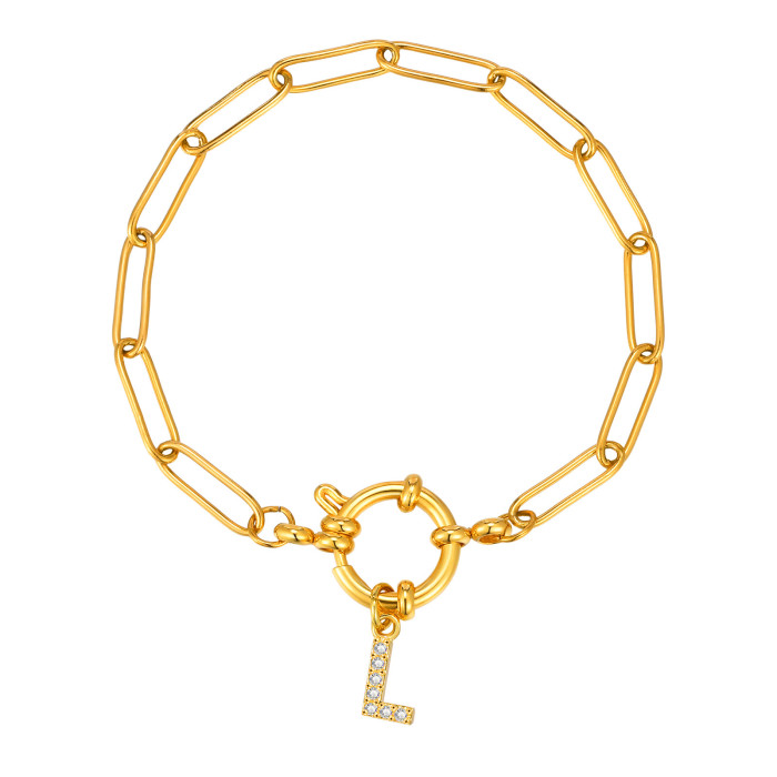 Wholesale Stainless Steel Bracelet with Copper Alphabet