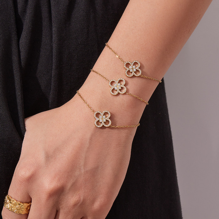 Wholesale Stainless Steel Clover Bracelet Necklace