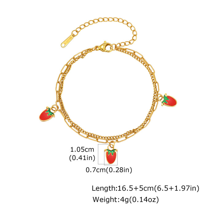 Wholesale Stainless Steel Strawberry Cherry Bracelet