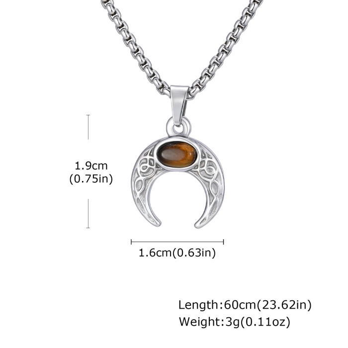 Wholesale Stainless Steel Turquoise Moon Pendant