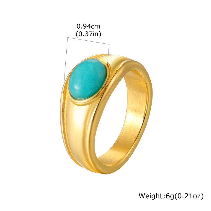 Wholesale Stainless Steel Oval Stone Ring